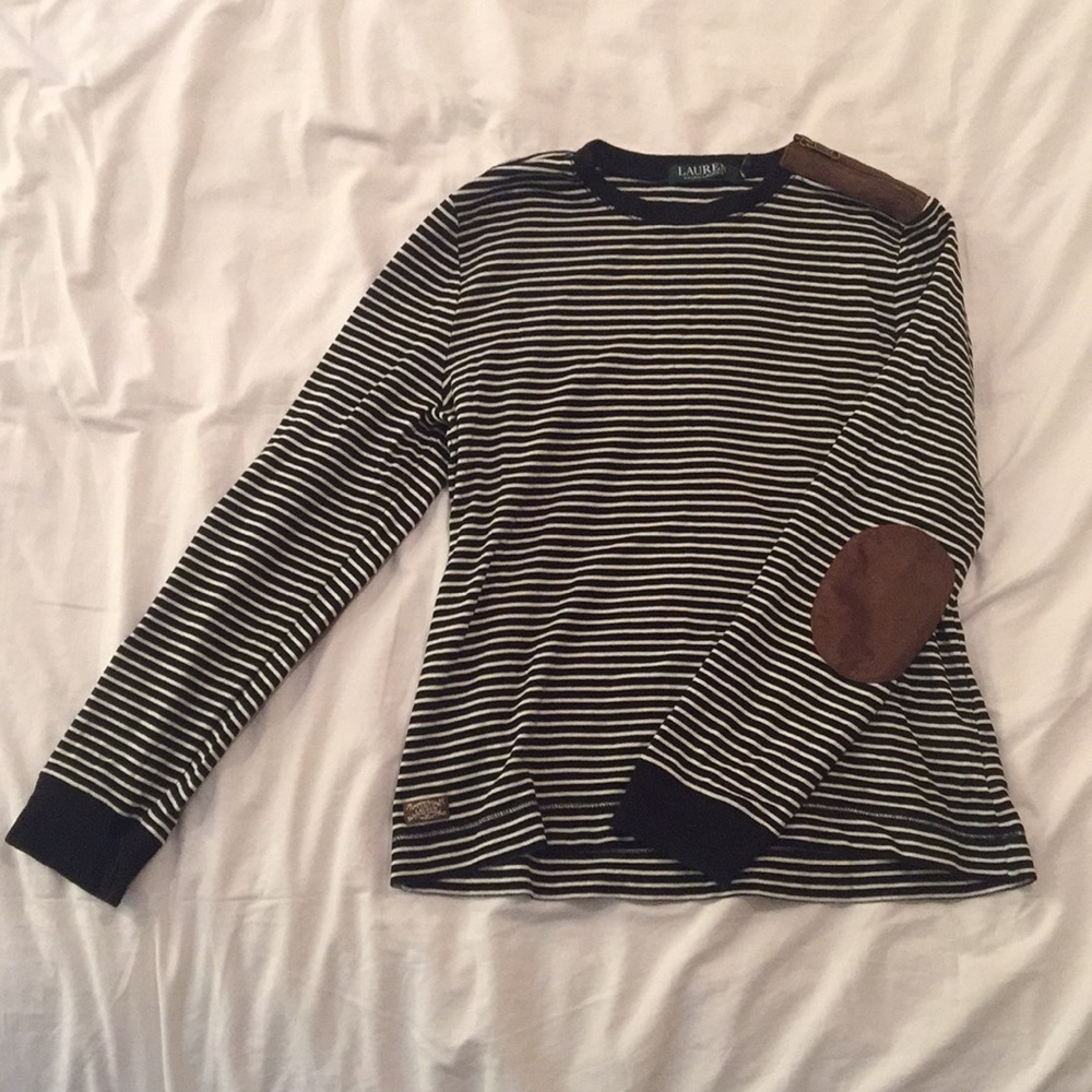 Ralph Lauren navy blue and white striped shirt